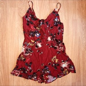 Red Floral Tied Romper BRAND NEW W/ TAGS